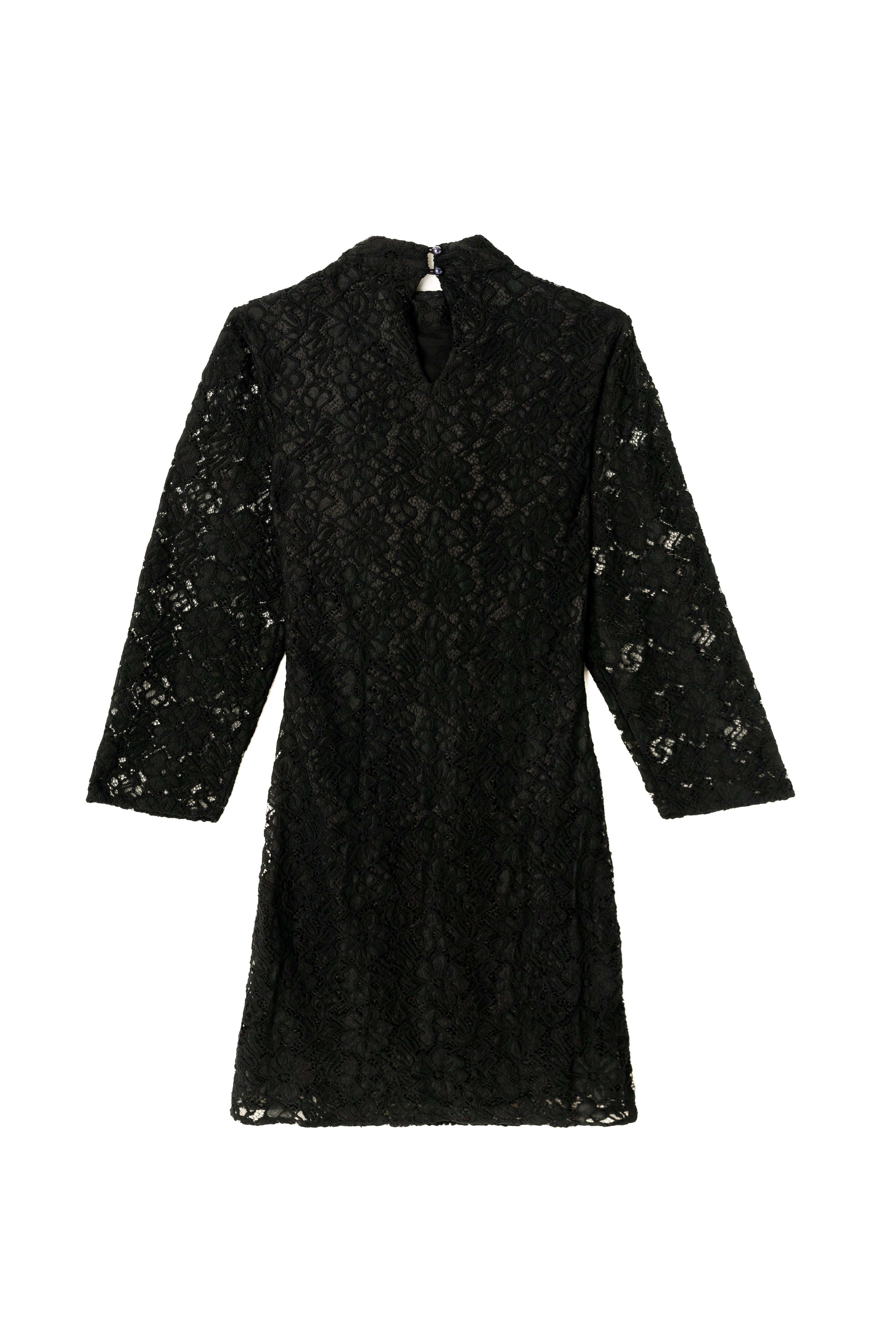 Black Lace Dress with Diamante Work