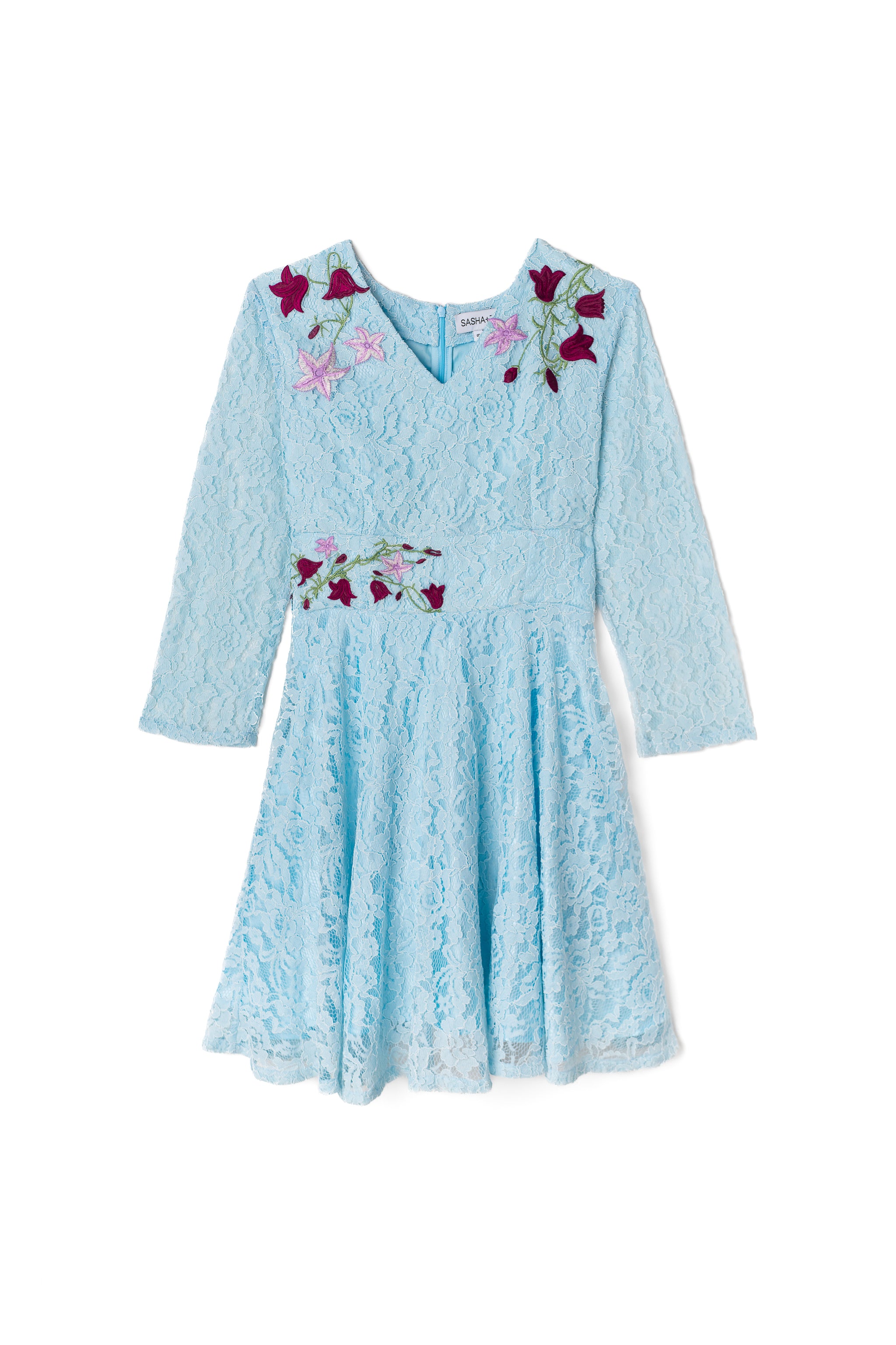 Blue Lace Dress with Embroidery S Blue Lace Dress with Embroidery S