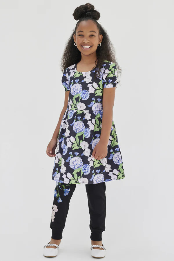 Hydrangea Printed Poplin Dress
