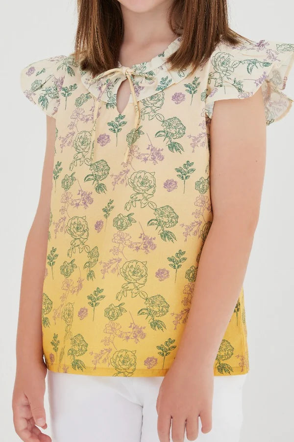 Floral Sketched Ombré Top