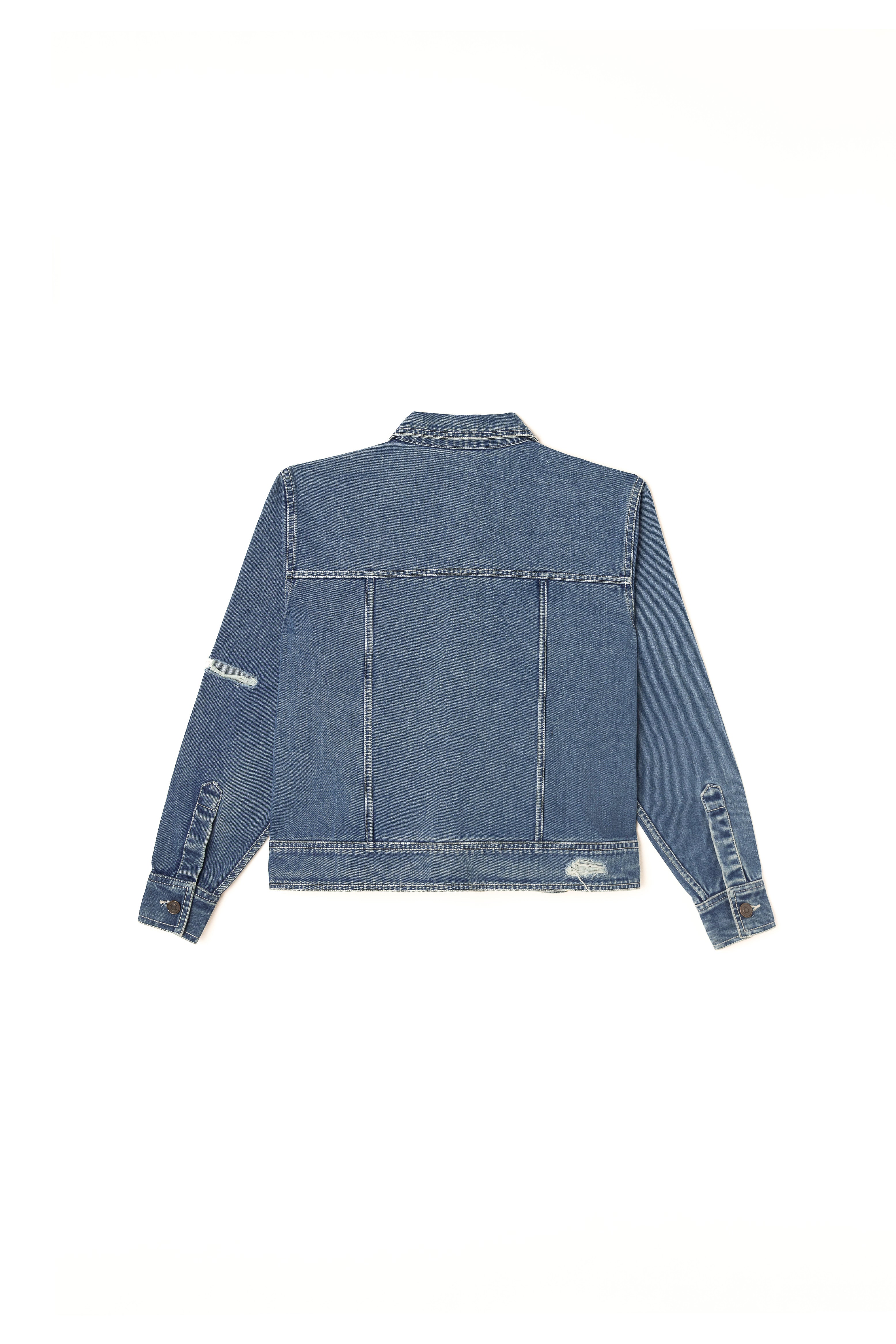 Stone Embossed & Distressed Denim Jacket