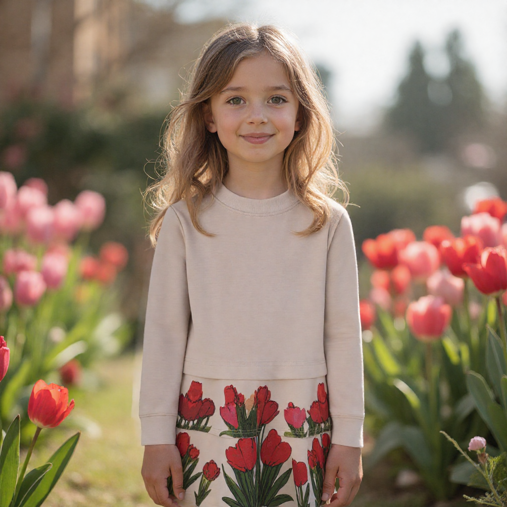 Flower Print Girls' Dress