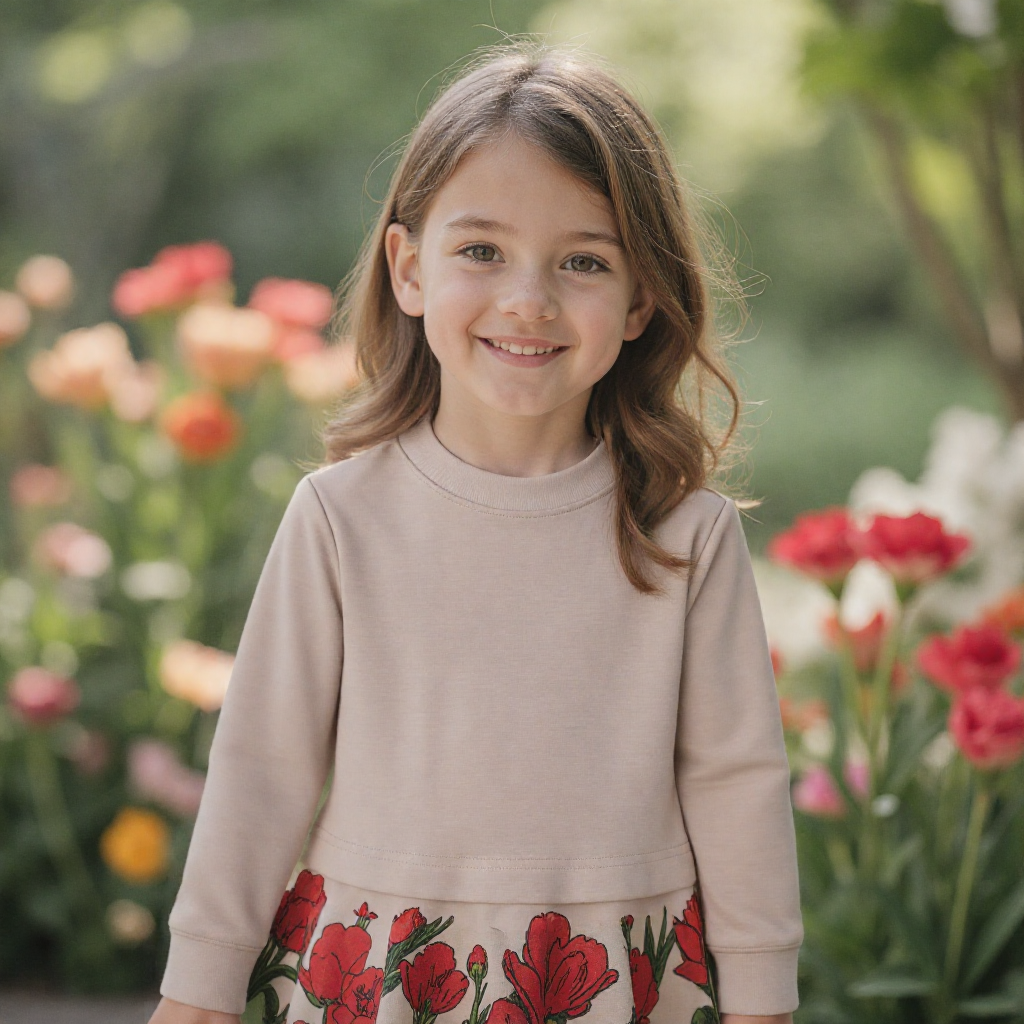 Flower Print Girls' Dress
