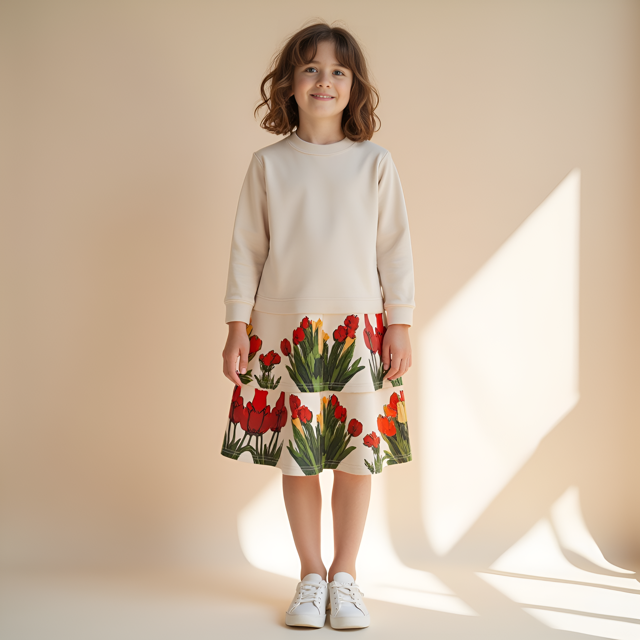 Flower Print Girls' Dress