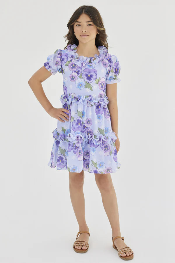 Viola Printed Lilac Dress